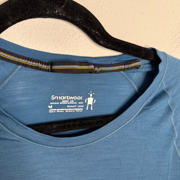 Smartwool Women's Medium Teal Merino Wool Blend Active Fitted Long Sleeve Top - Picture 5 of 6